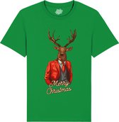 louis het kerst hert - Foute Kersttrui Kerstcadeau - Dames / Heren / Unisex Kleding - Grappige Kerst Outfit - T-Shirt - Unisex - Kelly Groen - Maat 3XL