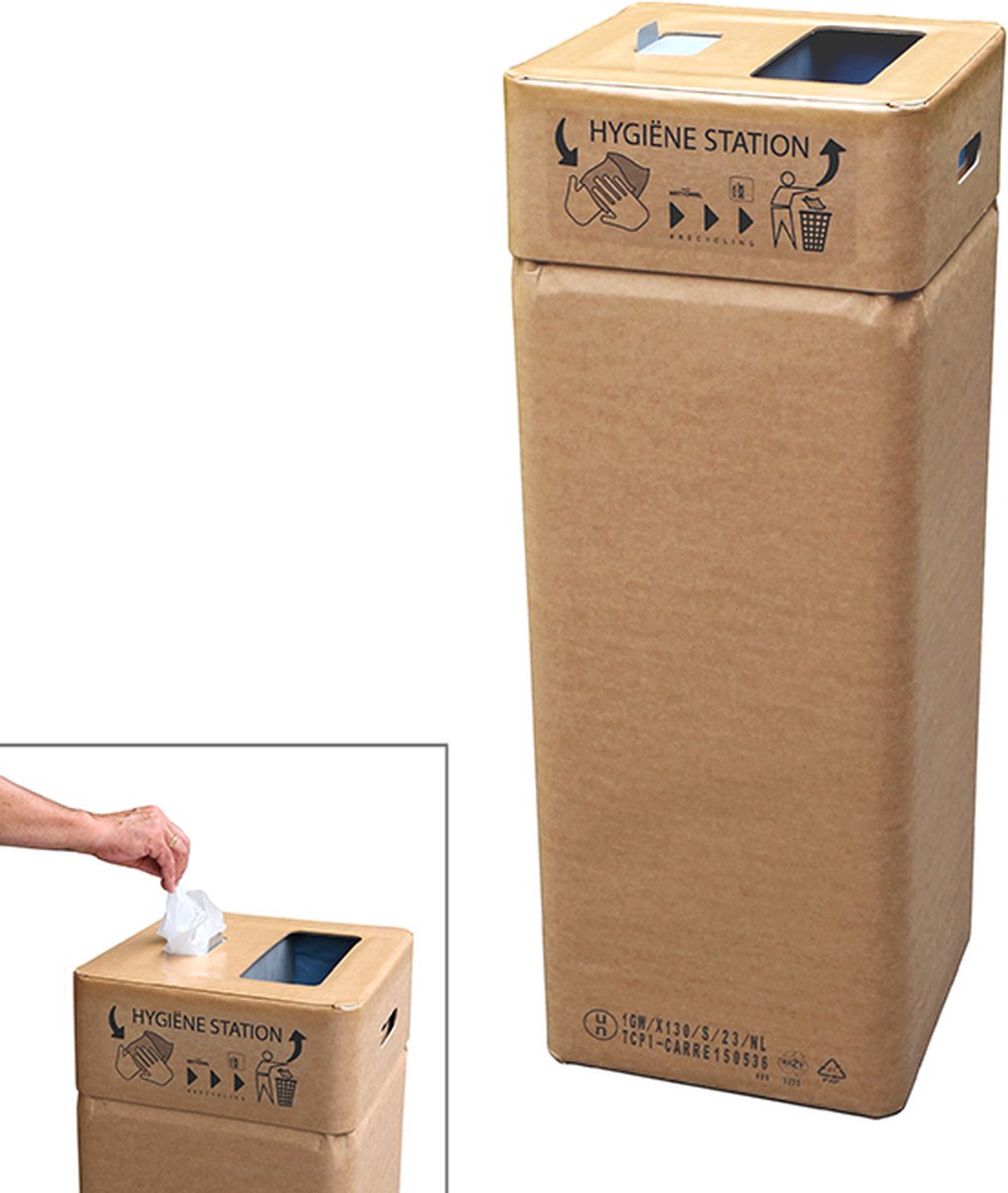 Dispenser vochtige doeken met afvalbak - Hygiënestation - Hygiënezuil – Hygiënemeubel – Afvalbak met dispenser
