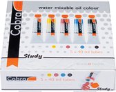 Peinture à l'huile Cobra Study 5 tubes 40ml - sans solvant - miscible à l'eau