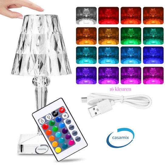 Lampe de table Crystal - Veilleuse - Fonction couleur RVB - Effet