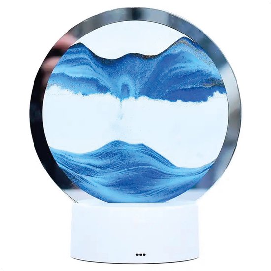 Art sur sable - Blauw - Diamètre de 30cm - 360° - Donne de la lumière - Art sur sable - Avec câble USB - En verre - Sablier - Décoration - Art sur sable en mouvement