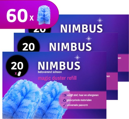 NIMBUS Magic Duster Refill - 60 Navullingen (3x20) - Geschikt voor Swiffer Handvat