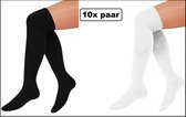 10x Paar Lange sokken zwart en wit gebreid mt.41-47 -Black and White - Tiroler heren dames Dalmatiers kniekousen kousen voetbalsokken festival Oktoberfest voetbal