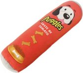 Hondenspeelgoed - knuffel - pluche - geluid - stevig - chips - grappig - rood / oranje - 25 cm