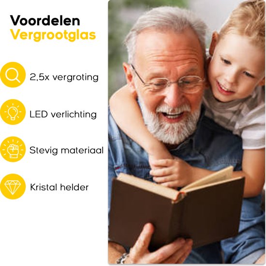 Kualite® Vergrootglas met Verlichting – Vergroting 250% - Loeplamp met LED verlichting – Leesloep – Loep – Volwassenen en Kinderen