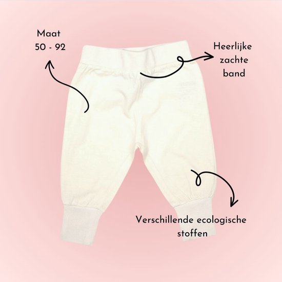 Merel de Mode - Pantalon Bébé - Crème - Coton Bio - Handgemaakt - Taille 50