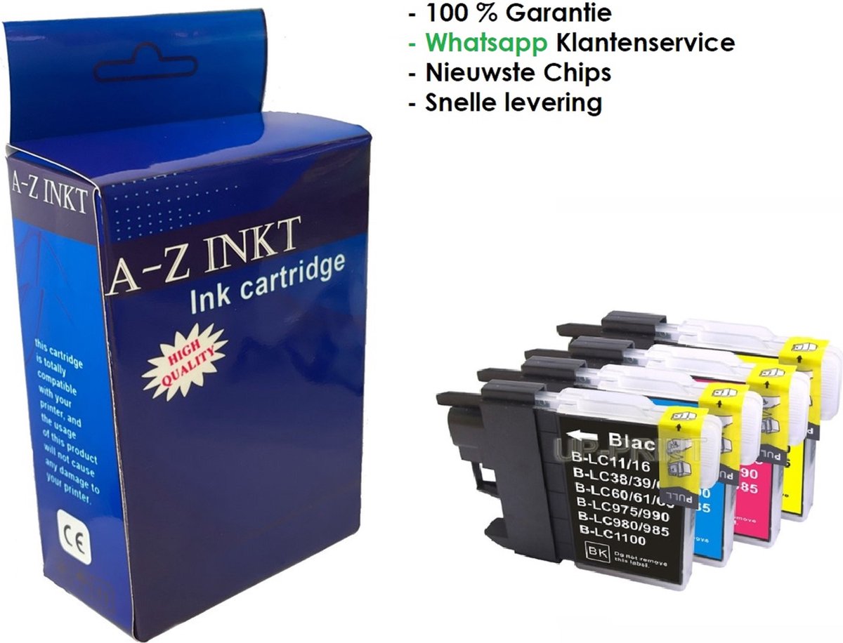 AtotZinkt huismerk cartridges voor LC 985 XL Multipack Multipack van 4 inktcartridges voor Brother DCP J125, J140W, J315W, J515W, MFC J220, J265W, J410, J415W