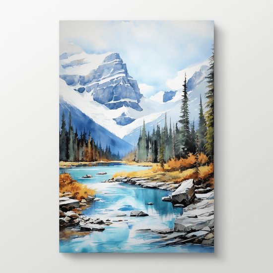 Canvas - Banff National Park Canada Watercolor Painting - 40x60 cm