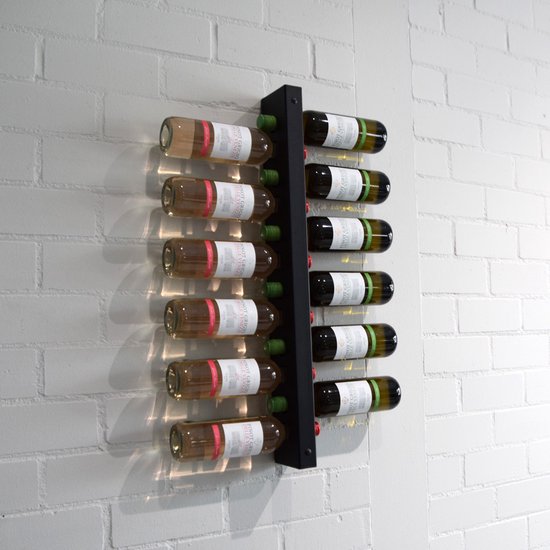 Queeucaer Wijnglazen rek, alcohol rek, bar plank outdoor industrieel wandgemonteerd wijnrek wijnglas rail stemware glazenhouder, hangende wijnglashouder, zwart, 61 x 20 x 26 cm