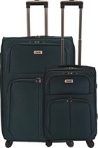 SB Travelbags 2 delig bagage stoffen kofferset 4 wielen trolley - Donker Groen - 75cm/55cm