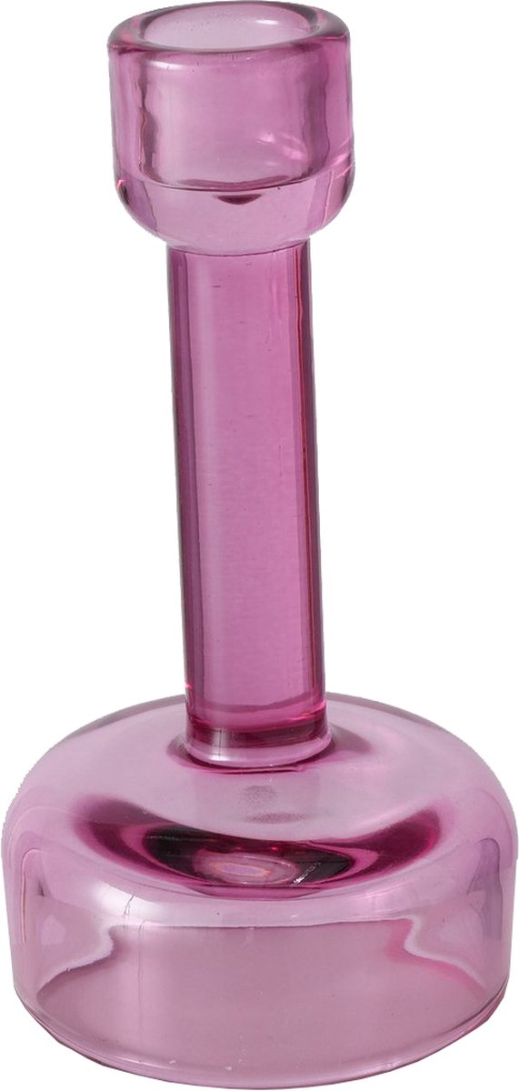 Boltze Glazen kandelaar / waxinelichthouder 15cm roze