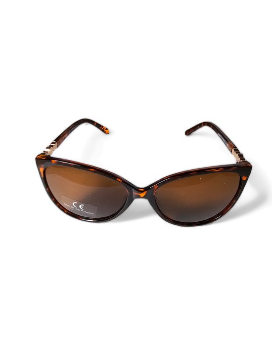 Elegante Dames Zonnebril - Bruin Gemêleerd - Cat. 3 UV400 Bescherming - Sierlijke Strassteentjes Details - inclusief kunstleren brillenetui van Victor&Rolf — afbeelding 3