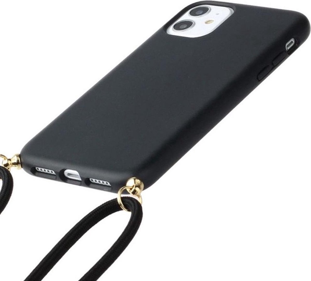CHPN - Telefoonhoes - Telefooncover - Geschikt voor Apple iPhone 11 - iPhonehoesje - Zwart - Met koordje - Telefoon accessoire