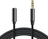 Audiokabel - AUX 3.5 mm (male) naar AUX 3.5 mm (female) adapter kabel - 1,5 meter - Zwart - Provium