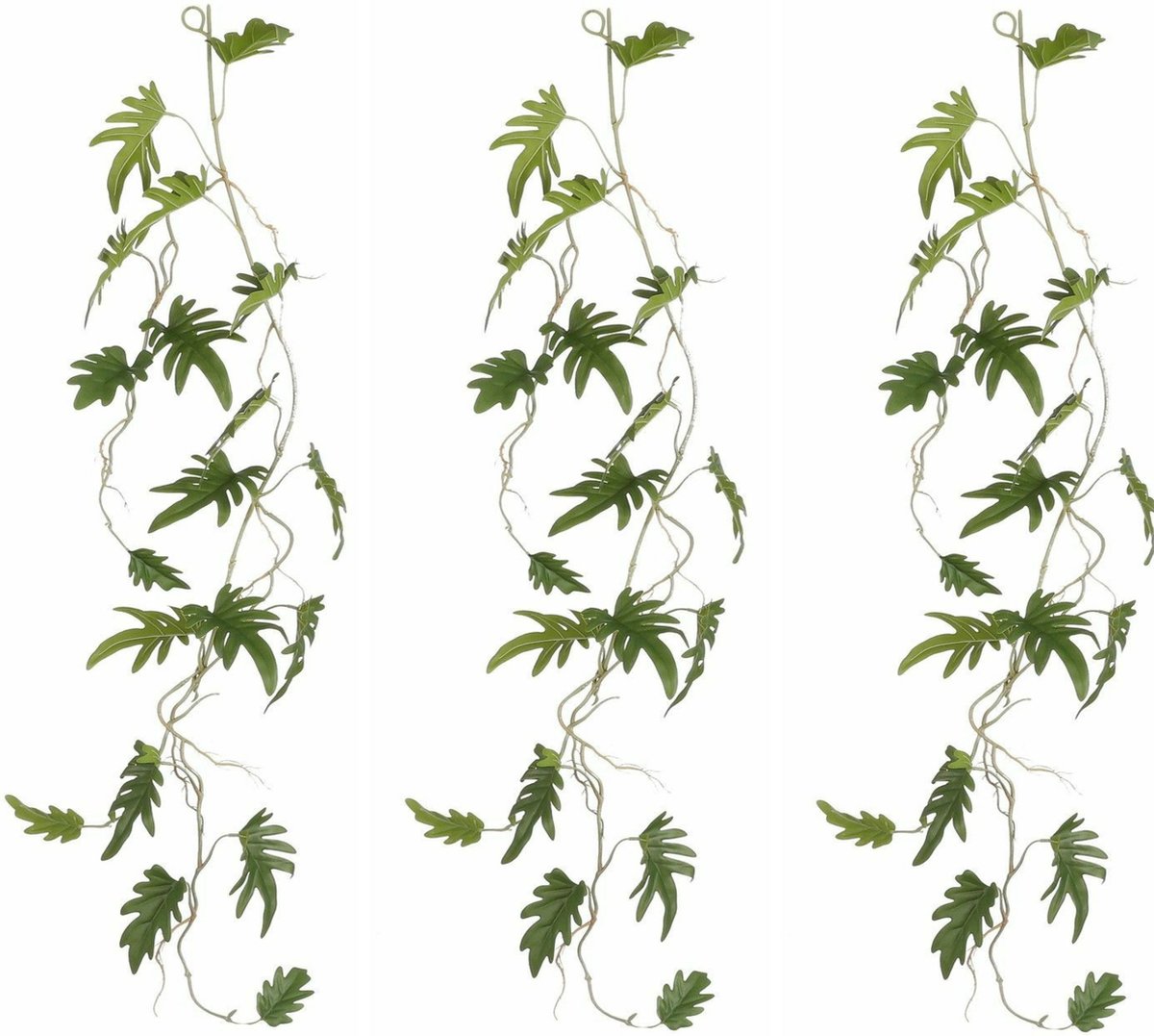 Mica Decorations Mica Decoration kunstplant slinger Philodendron Xanadu - 3x - groen - 115 cm - Kamerplant snoer