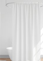Urban Living Douchegordijn met ringen - wit met relief - polyester - 180 x 200 cm - Voor bad en douche
