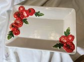BellaCeramics 1724 | tomaten bord | Italië schaal groot vierkant | Italiaans keramiek servies | 32 x 22 cm H 4 cm