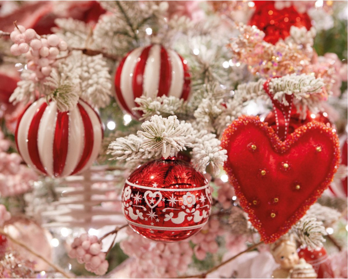 Decoris Luxe kerstballen - 3x - rood/wit gestreept - D8 cm - glas - glitter - brass - Kerstversiering/kerstboomversiering – foto 3