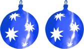 2x stuks kerstballen hangdecoratie blauw 30 cm van karton - Kerstversiering - Kerstdecoratie