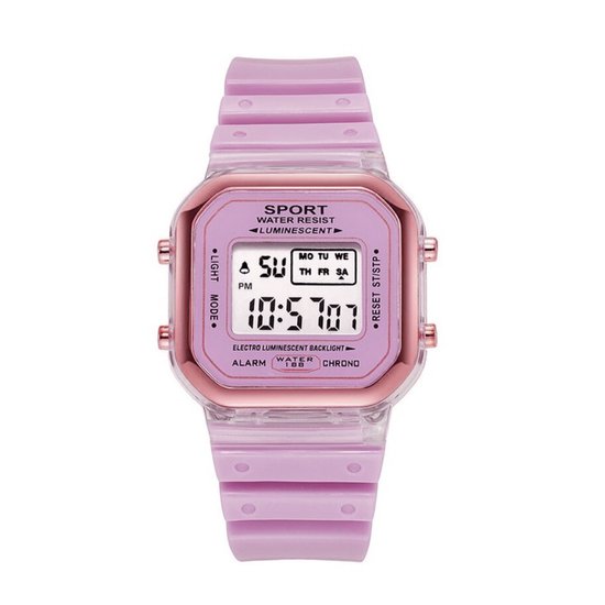 Color Digital Horloge - Paars | Ø 36,5 mm | Siliconen | Fashion Favorite