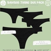 green-goose® Bamboe Dames String | 4 Stuks | zwart | Maat S | Duurzaam, Stretchy en Superzacht!