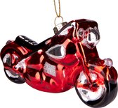 BRUBAKER Motorfiets Rood - Handbeschilderde Kerstbal van Glas - Handgeblazen Kerstboomversieringen Figuren Grappige Decoratieve Hangers Boombal - ca. 12 cm