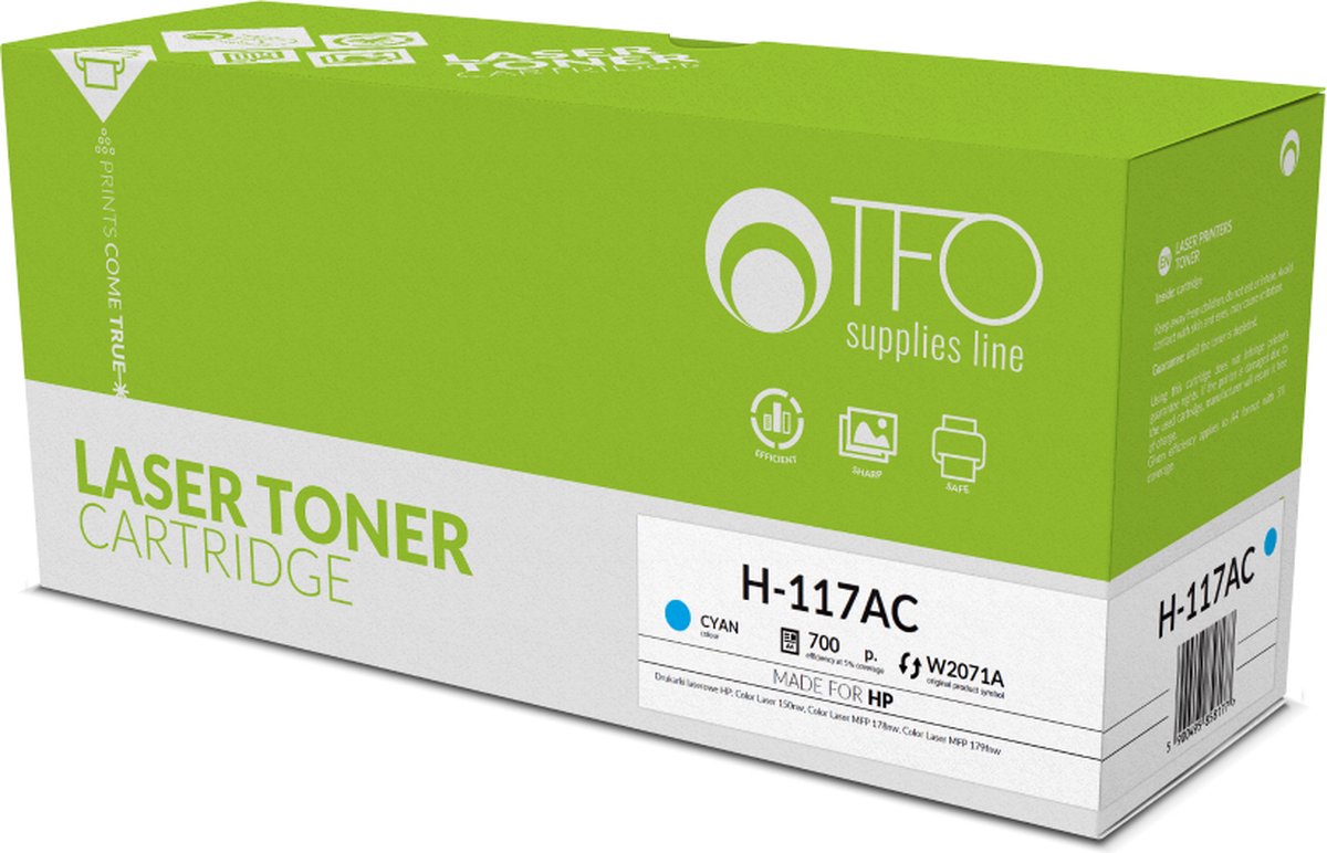 HP Tonercartridge H-117AC – Capaciteit voor 700 Pagina’s - Vervangt HP W2071A - Geschikt voor HP Color Laser 150nw / Color Laser MFP 178nw / Color Laser MFP 179fnw
