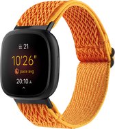 By Qubix geschikt voor Fitbit Versa 3 - Fitbit Versa 4 - Fitbit Sense 1 - Fitbit Sense 2 Nylon loop bandje - Oranje Smartwatchbandje bandje Armband Polsband Strap Band Watchband