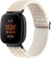 By Qubix geschikt voor Fitbit Versa 3 - Fitbit Versa 4 - Fitbit Sense 1 - Fitbit Sense 2 Nylon loop bandje - Beige Smartwatchbandje bandje Armband Polsband Strap Band Watchband