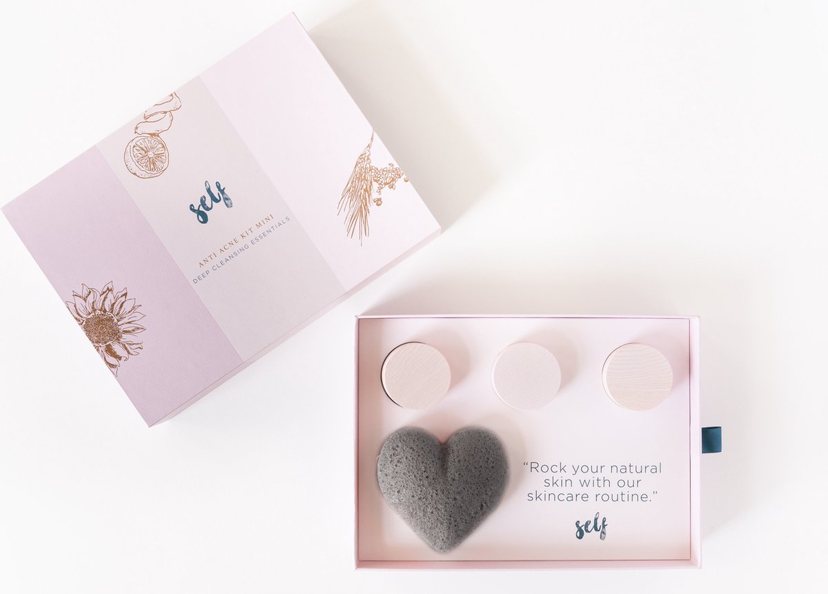 Goedkoopste Natural SELF - Anti Acne mini kit - Natuurlijk - Vegan - Gemengde huid - Acné - Testset - Giftset - Puistjes - Tiener - Skincare
