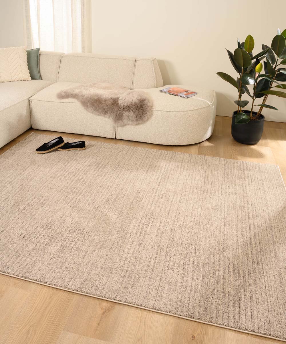 Tapeso Vloerkleed strepen - Fancy Lines zandkleur 200x300