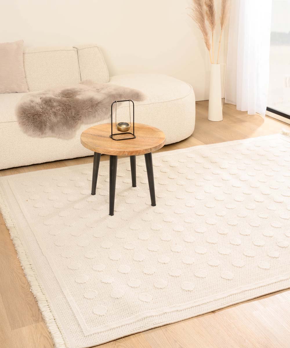 Japandi vloerkleed - Knit Dots wit 200x300