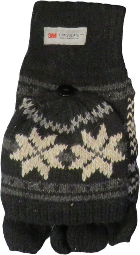 Gant mi-doigt femme Thinsulate - 30% laine avec bouton