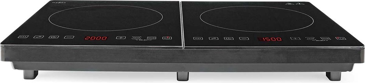 Inductiekookplaat | Kookzones: 2 | 3500 W | Oververhittingsbeveiliging | Zwart | Tijdschakelaar | Turbo-actie | Kinderslot