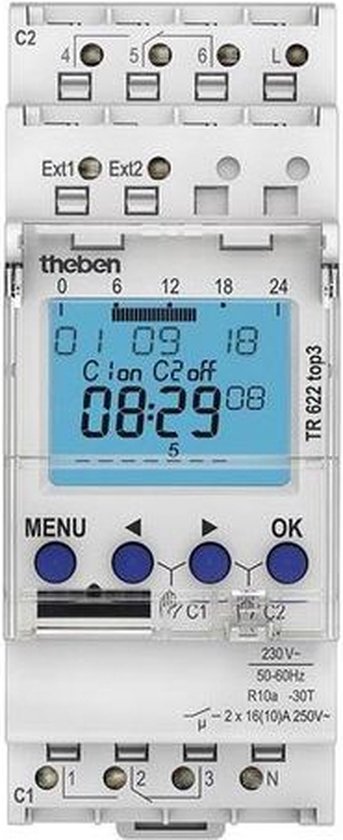 Theben - TR 622 top3 - Digitale 2-Kanaals - Schakelklok met App-Programmering