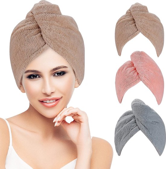 3 pièces Turban à cheveux, serviette en microfibre, cheveux, turban,  serviette avec... | bol