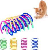 Speelgoed voor katten, spiraalveren, interactief kattenspeelgoed, kleurrijke creatieve duurzame spiraalveren voor katten, kunststof kattenveer, 20 stuks