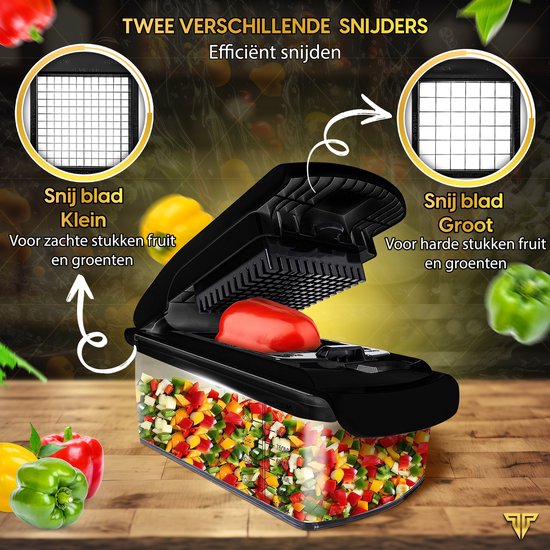 Toivo Kitchen Groentesnijder - RVS & BPA-Vrij - Multifunctioneel - Zwart - 11 in 1 Keuken mandoline - Handmatig - keuken accessoires - Keukensnijder - Uiensnijder - Spiraalsnijder - Frietsnijder