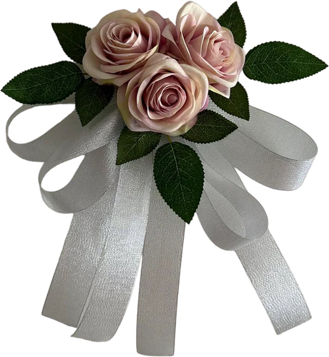 autodeco.nl MIA GLAMOUR Buitenspiegels Decoratie 2 stuks - Trouwauto Versiering Poeder Lila Rozen met Linten - Bloemen op de Auto Bruiloft - Trouwerij - Huwelijk - Bruiloft Decoratie - Versiering Spiegel Auto - Autoversiering voor Volgauto's