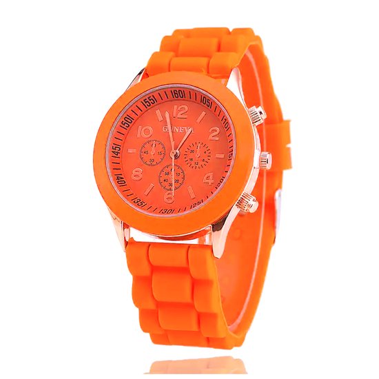 Geneva Siliconen Horloge - Oranje | Ø 38 mm | Fashion Favorite