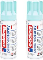 edding 5200 permanent spray - pastelblauw mat - 2 stuks - 200 ml per stuk - direct dekkend – 1,4 t/m 2 m2 oppervlak - acrylverf voor het lakken en versieren van glas, metaal, hout, keramiek, kunststof, canvas - lakspray, acrylspray, verfspray