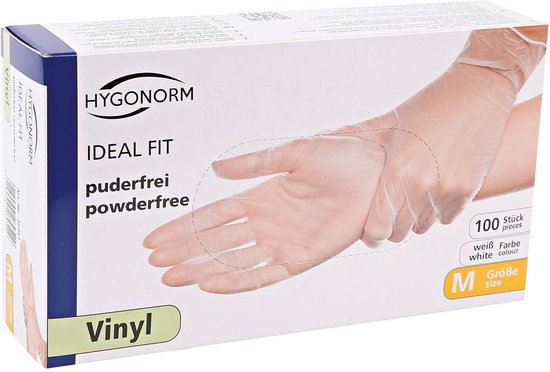 Foto: Hygonorm wegwerp handschoenen vinyl naturel wit maat xl 100 stuks poedervrij latex vrij 