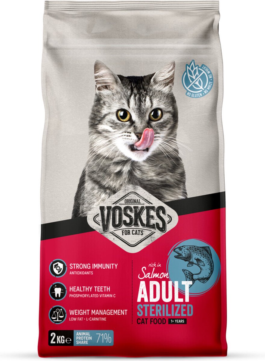 Voskes Voskes Kattenbrokken Sterilized Adult Zalm - 6 x 2 kg - Voordeelverpakking