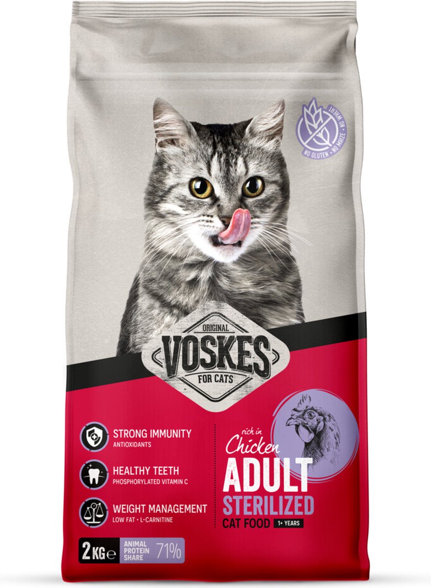 Voskes Kattenbrokken Sterilized Adult Kip - 6 x 2 kg - Voordeelverpakking