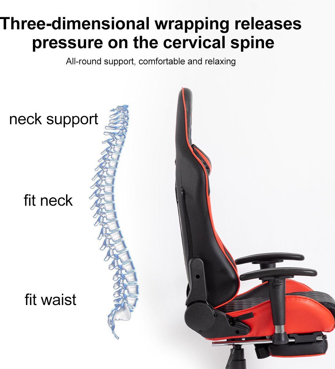 FOXSPORT Game Stoel - Gaming Stoel - Gaming Chair - Bureaustoelen - Bureaustoel Met Nekkussen & Verstelbaar Rugkussen - Instelbare Zithoogte - Gaming Accesoires - Met beensteunen - Roze/Zwart – foto 7