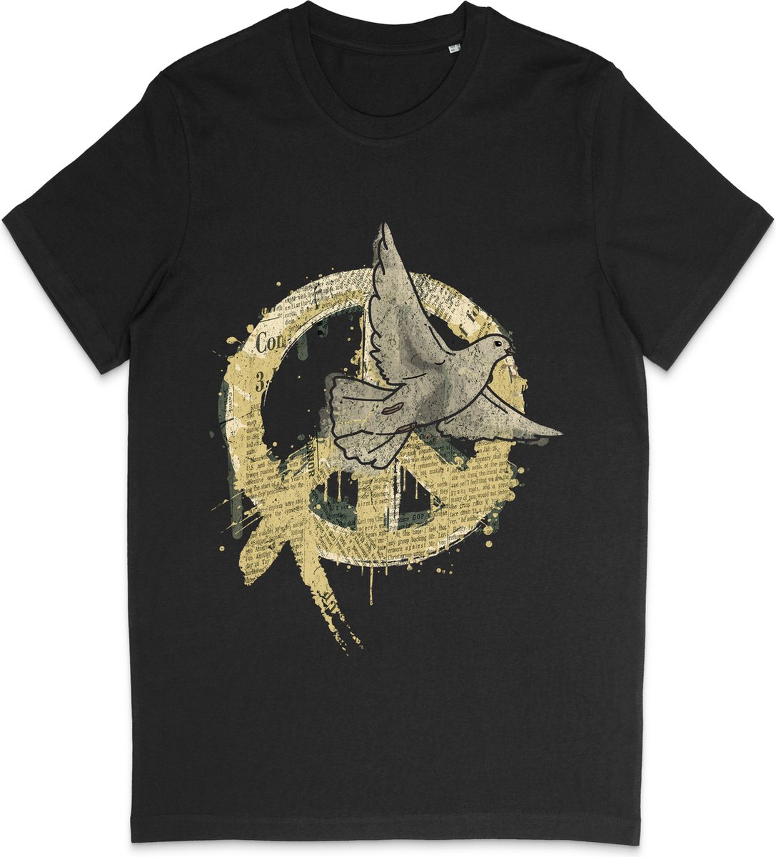 T Shirt Heren - T Shirt Dames - Peace - Vrede - Zwart - XXL