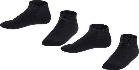 Esprit Foot Logo 2-Pack multipack de chaussettes baskets en coton biologique durable enfants noir - Taille 35-38