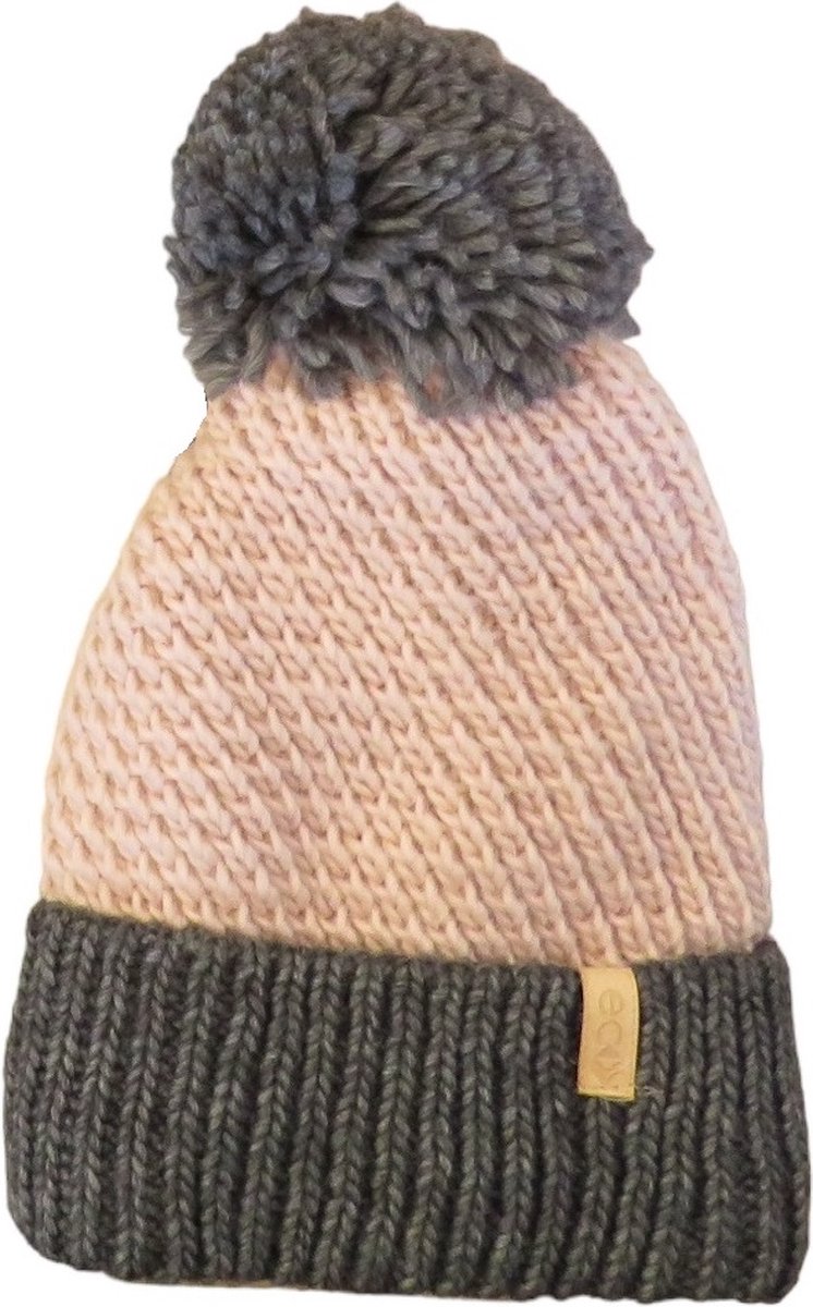 Muts winter dames met imitatiebont pompon - 10% wol en gemaakt in Europa