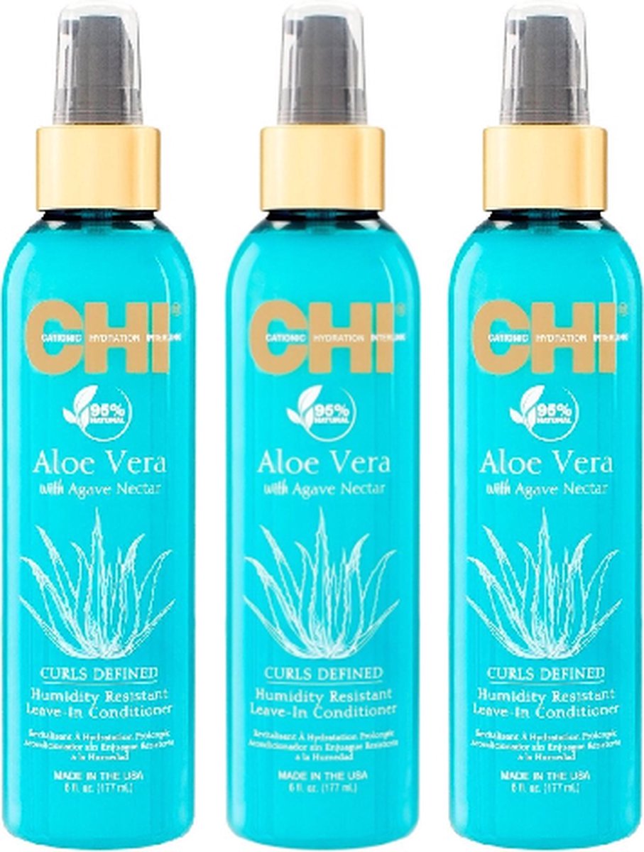 Conditioner Chi Aloe Vera Curls Defined Leave In Farouk - 3 x 177 ml