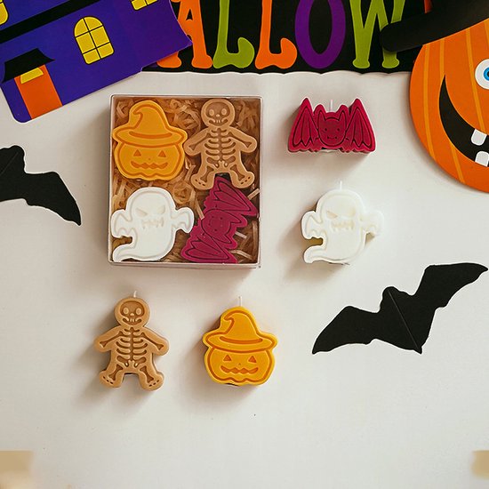 Halloween - Kaars 8 Stukken - Van 4 vormen - Feest Korting - Geurkaarsen Kaarsenset - Aromatherapie Kaars - Figuurkaars